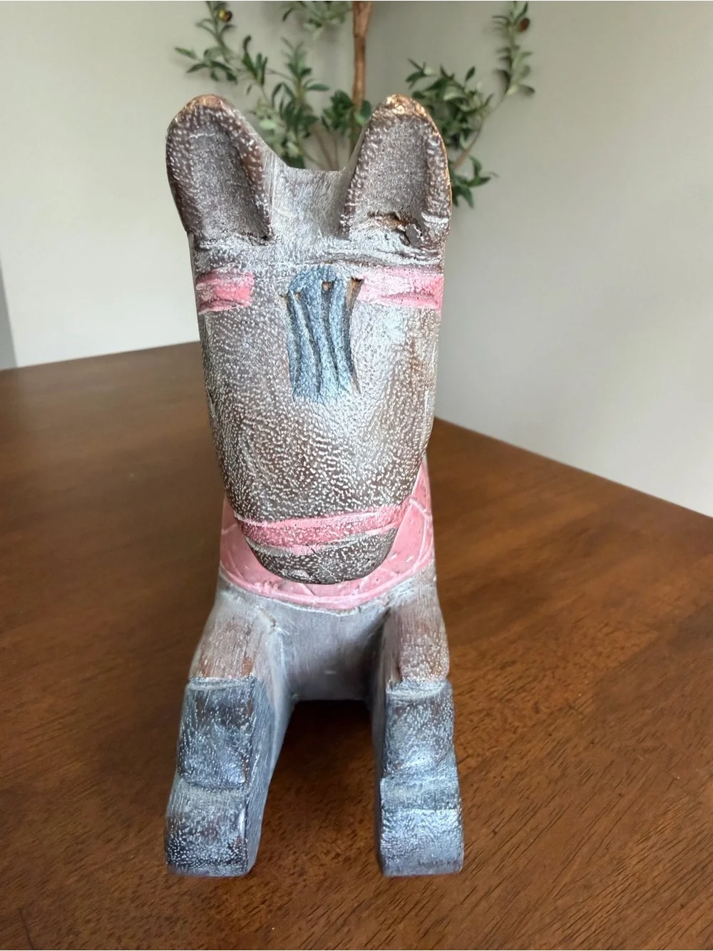 Hand-Carved Thai Wooden Rocking Horse – Hand Painted Folk Art